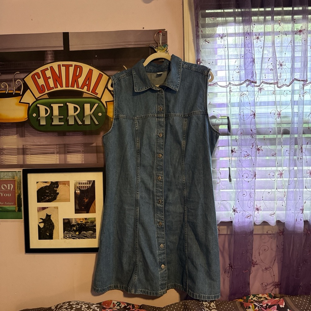 sleeveless denim dress
